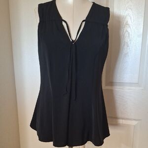 LOLA & SOPHIE Black Front Tie Sleeveless Blouse Sz M
